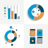 Flat set of charts and brochure elements. Simply color editable. Infographics elements.