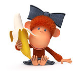 the little monkey with banana