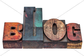 blog word in mixed wood type