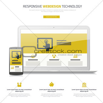 Responsive webdesign laptop and smartphone mock up
