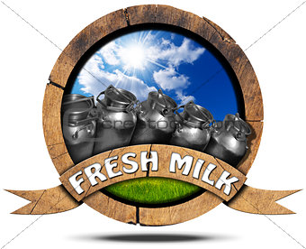 Fresh Milk - Wooden Icon with Cans