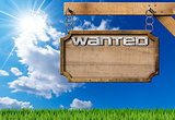 Wanted - Wood and Metal Sign with Chain