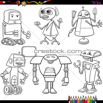 fantasy robots cartoons coloring page