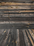 Old weathered plank wood product photo template