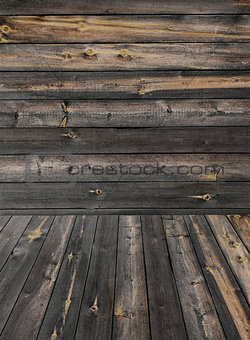Old weathered plank wood product photo template