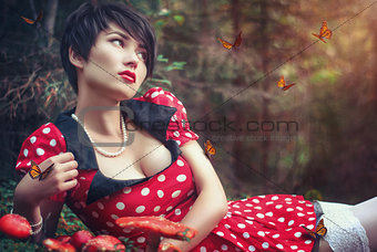 dreamy girl in forest