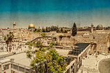 Western Wall,Temple Mount, Jerusalem. Photo in old color image style.