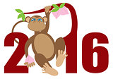 2016 Year of the Monkey on Tree Numerals Illustration