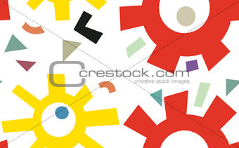 Red and Yellow Gears Shapes