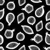 Abstract seamless pattern with exotic fruits.