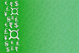 White Paper Currency Signs on green background