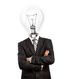 Lamp Head Man In Suit With Crossed Hands