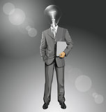Vector Lamp Head Businessman With Laptop