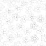 Black and white seamless pattern in flowers with contours