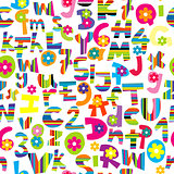 Doodle letters and numbers seamless