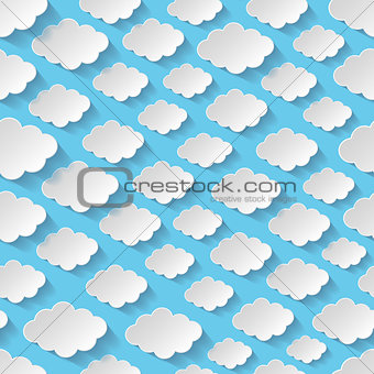 Seamless pattern with paper clouds