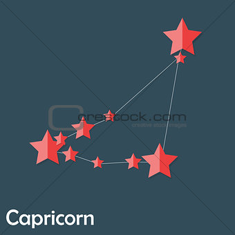 Capricorn Zodiac Sign of the Beautiful Bright Stars Vector Illus
