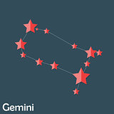 Gemini Zodiac Sign of the Beautiful Bright Stars Vector Illustra