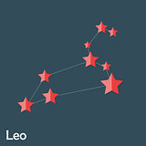 Leo Zodiac Sign of the Beautiful Bright Stars Vector Illustratio