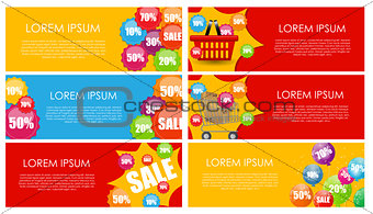 Sale Banner Set with Place for Your Text. Vector Illustration