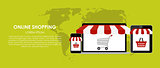 Online Shopping Vector Illustration. Flat Computing Background