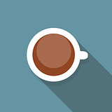 Cup of Coffee Flat Icon with Long Shadow, Vector Illustration
