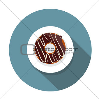 Donut Flat Icon with Long Shadow, Vector Illustration