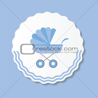 Vector Illustration of Blue Baby Carriage for Newborn Boy