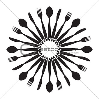 Background with Forks, Spoons end Knifes. Vector Illustration