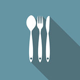 Restaurant Menu Icon with Long Shadow Vector Illustration
