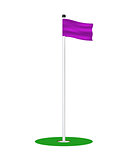 Golf hole with purple flag