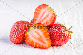 strawberries on white wooden 
