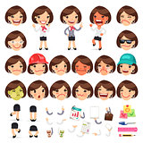 Set of Cartoon Female Manager Character