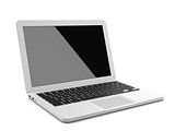 White Laptop with Black Screen Isolated on White Background