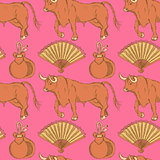 Sketch Spanish seamless pattern in vintage style