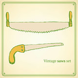 Sketch saws for wood in vintage style