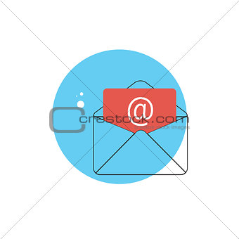 Line Icon with Flat Graphics Element of Post E-mail Letter Vecto