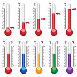 Set of coloured thermometers.