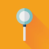 Flat loupe icon over yellow
