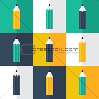 Pencil flat icons set
