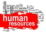 Human resources word cloud with red banner