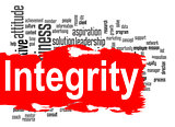 Integrity word cloud with red banner