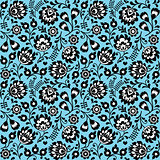 Seamless Polish folk art blue floral pattern - wzory lowickie, wycinanki