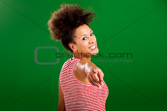 African woman pointing somewhere