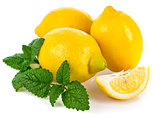 Fresh lemons with leaves melissa