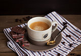 Cup of  hot espresso coffee