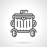 Wheeled garbage can black line vector icon