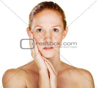 Woman with Palm on Cheek
