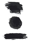 Set of black grunge watercolor blots