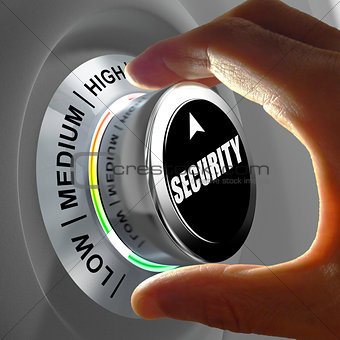Hand rotating a button and selecting the level of security.